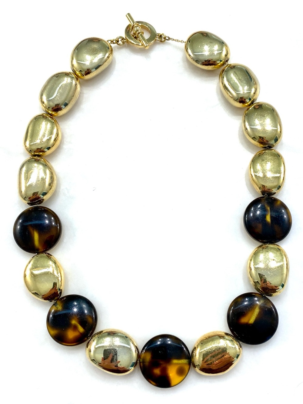 Vintage Gold-Tone and Tortoiseshell Disc Necklace